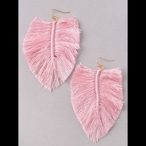 Pink Fringe Leaf Earrings